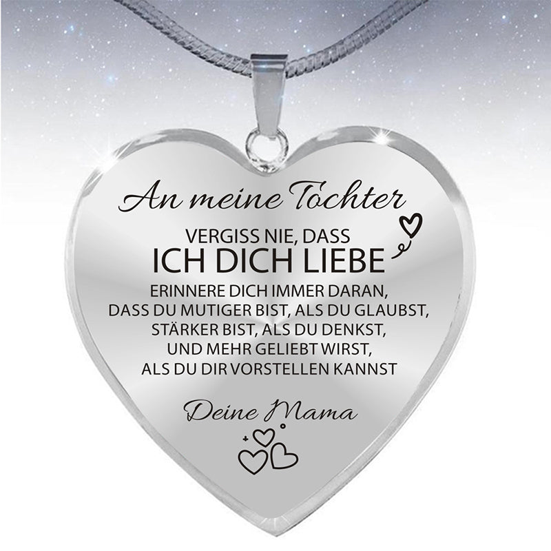 Herz Halskette für Tochter – „Ich liebe Dich“ Geschenk von Eltern – Inspirierender Schmuck in Gold oder Silber mit Schlangenkette