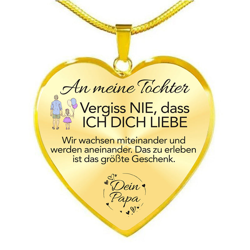 Herz Halskette für Tochter – „Ich liebe Dich“ Geschenk von Eltern – Inspirierender Schmuck in Gold oder Silber mit Schlangenkette