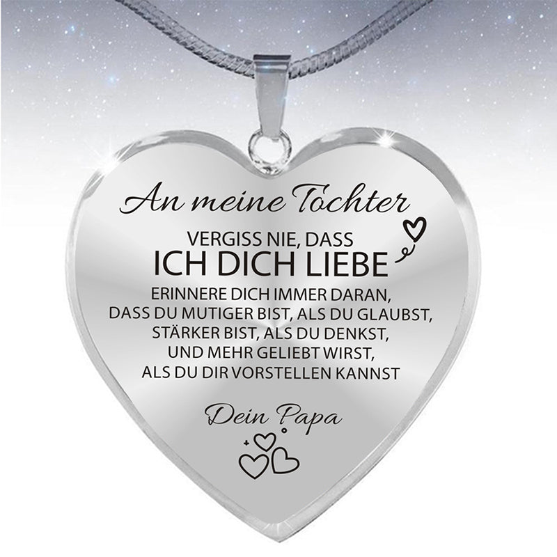 Herz Halskette für Tochter – „Ich liebe Dich“ Geschenk von Eltern – Inspirierender Schmuck in Gold oder Silber mit Schlangenkette