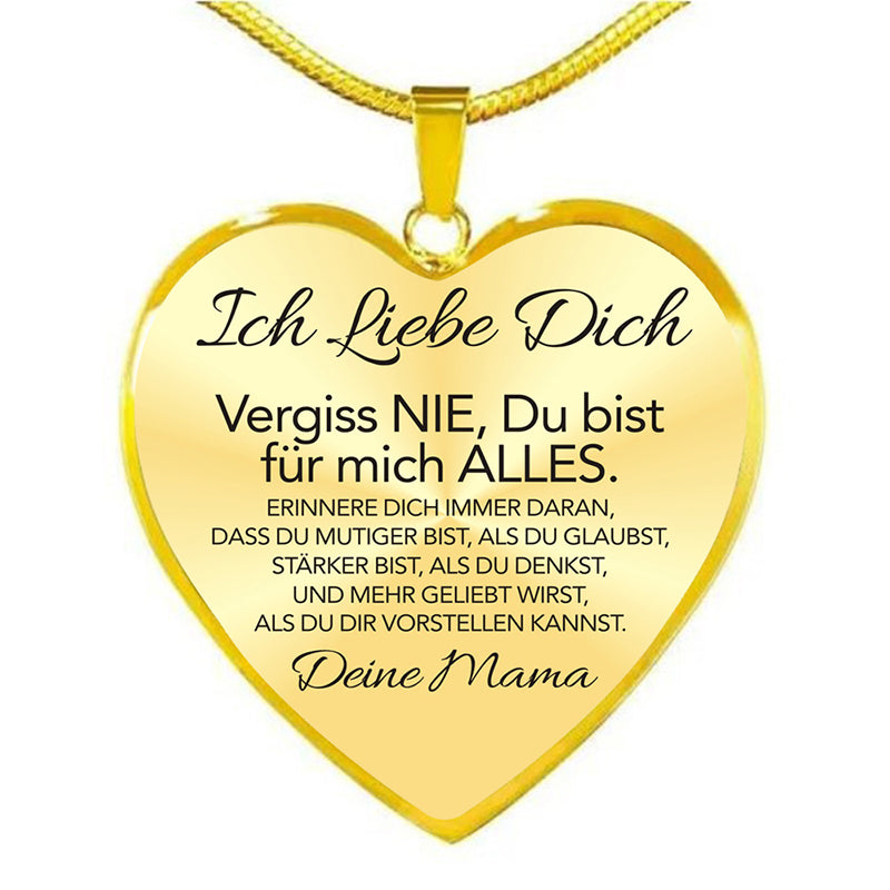 Herz Halskette für Tochter – „Ich liebe Dich“ Geschenk von Eltern – Inspirierender Schmuck in Gold oder Silber mit Schlangenkette