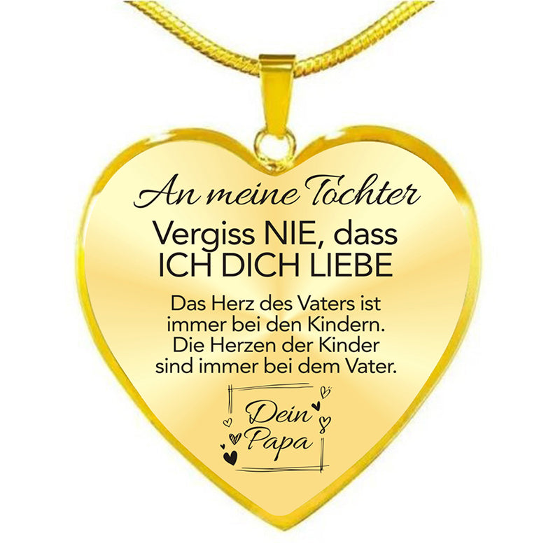 Herz Halskette für Tochter – „Ich liebe Dich“ Geschenk von Eltern – Inspirierender Schmuck in Gold oder Silber mit Schlangenkette