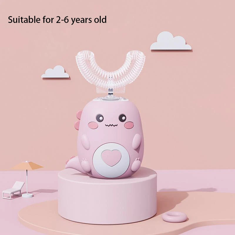 Kinder U-förmige elektrische Zahnbürste – 360° Smart Cartoon Silikon Zahnbürste (Automatisch & Wiederaufladbar, Sonic Technologie)