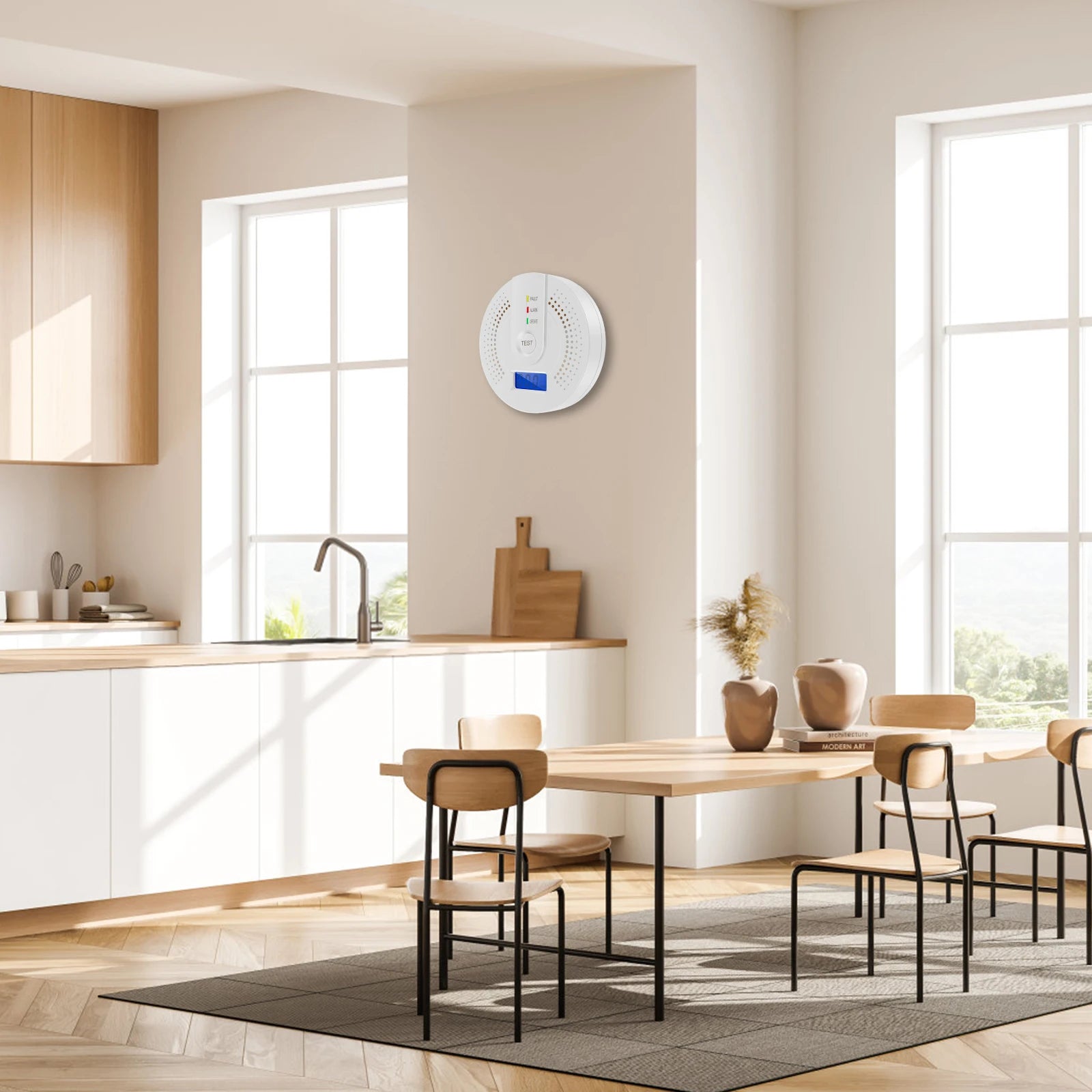 Kohlenmonoxidmelder (CO) – Gasmonitor mit Alarm, LCD-Digitalanzeige, batteriebetrieben mit AA-Batterien, CO-Sensor für Zuhause, Lager/Depot und Testzwecke.