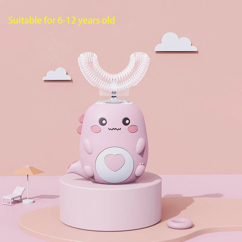 Kinder U-förmige elektrische Zahnbürste – 360° Smart Cartoon Silikon Zahnbürste (Automatisch & Wiederaufladbar, Sonic Technologie)