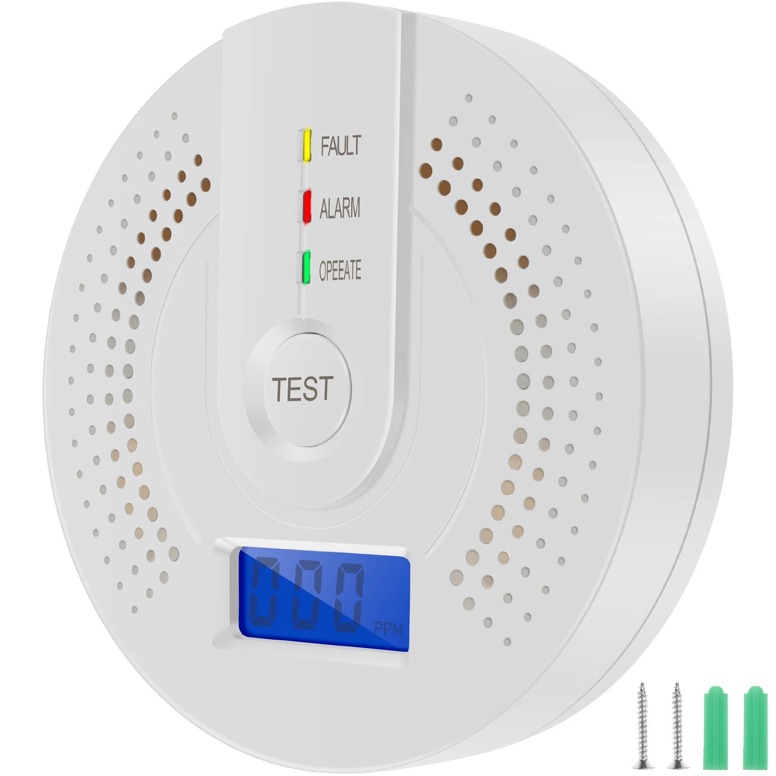 Kohlenmonoxidmelder (CO) – Gasmonitor mit Alarm, LCD-Digitalanzeige, batteriebetrieben mit AA-Batterien, CO-Sensor für Zuhause, Lager/Depot und Testzwecke.