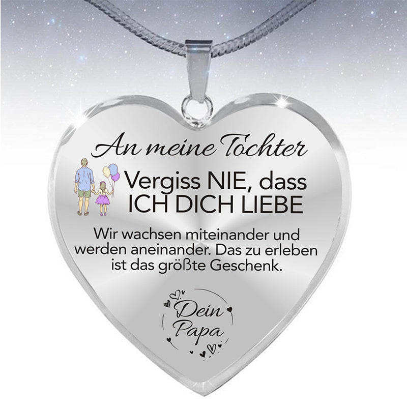 Herz Halskette für Tochter – „Ich liebe Dich“ Geschenk von Eltern – Inspirierender Schmuck in Gold oder Silber mit Schlangenkette