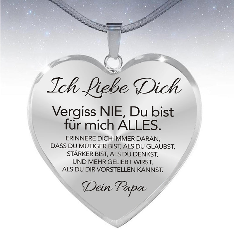 Herz Halskette für Tochter – „Ich liebe Dich“ Geschenk von Eltern – Inspirierender Schmuck in Gold oder Silber mit Schlangenkette