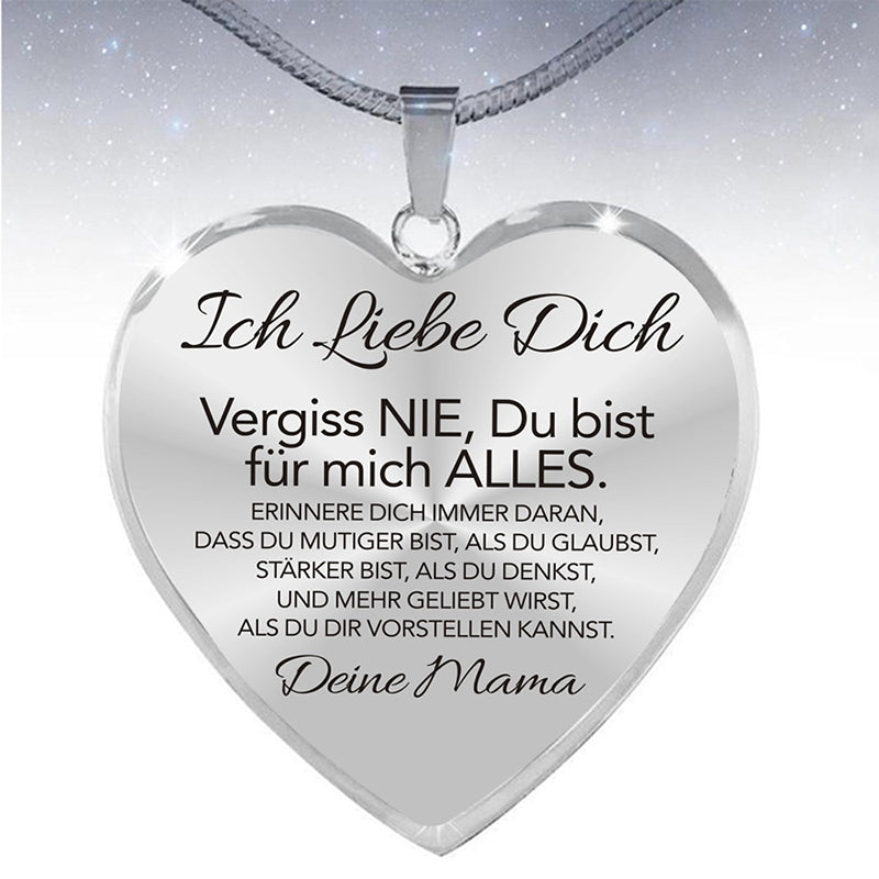 Herz Halskette für Tochter – „Ich liebe Dich“ Geschenk von Eltern – Inspirierender Schmuck in Gold oder Silber mit Schlangenkette