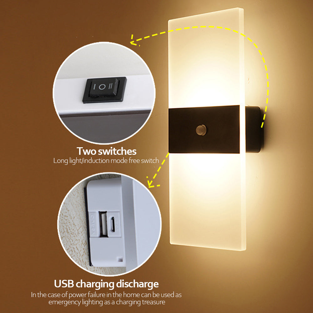 LED Sensor-Wandleuchte mit USB-Ladefunktion – Kabellos & Modern